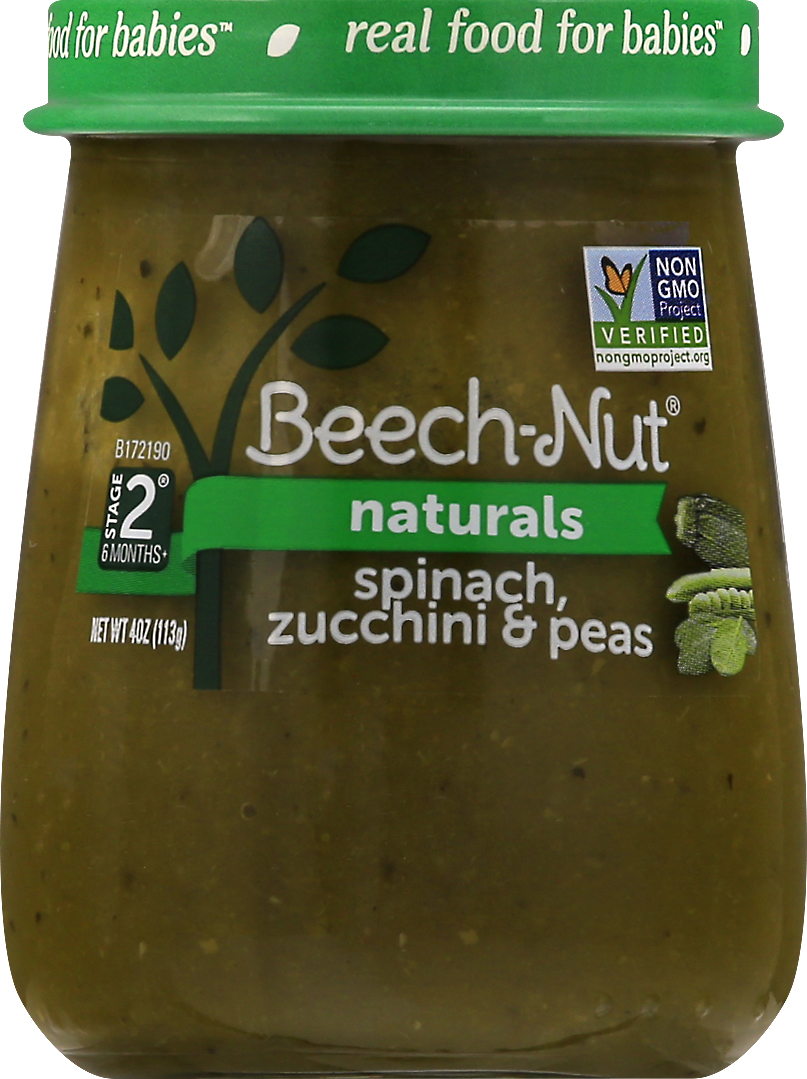 slide 3 of 7, Beech-Nut Naturals Stage 2 Just Spinach Zucchini & Peas, 4 oz