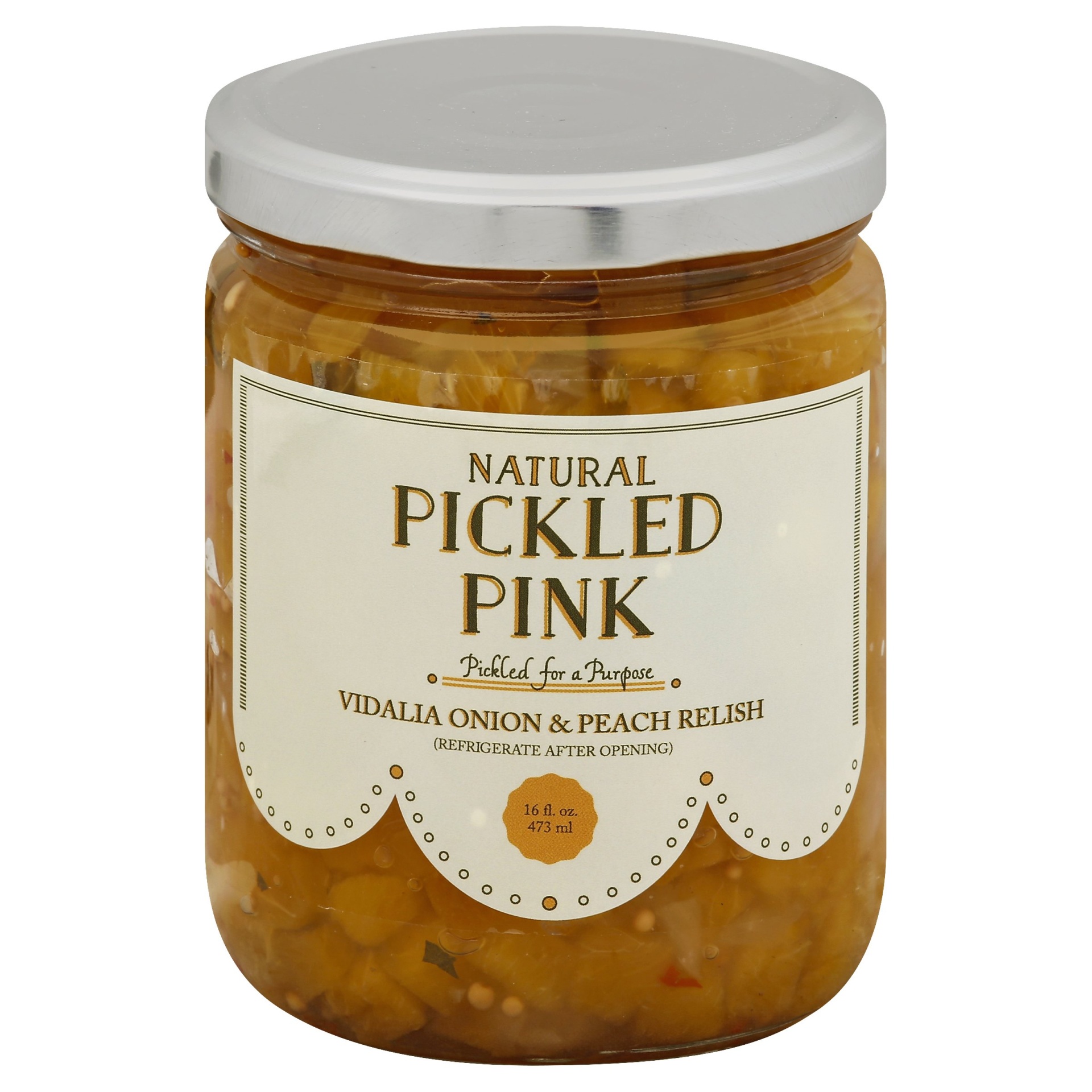 slide 1 of 1, Pickled Pink Vidalia Onion Peach Relish, 16 oz