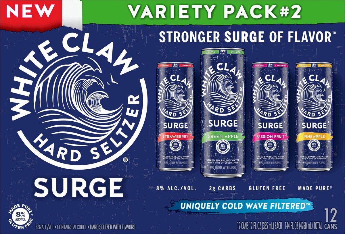 slide 6 of 13, White Claw Hard Seltzer, Surge, Variety Pack No. 2, 12 ct; 12 oz