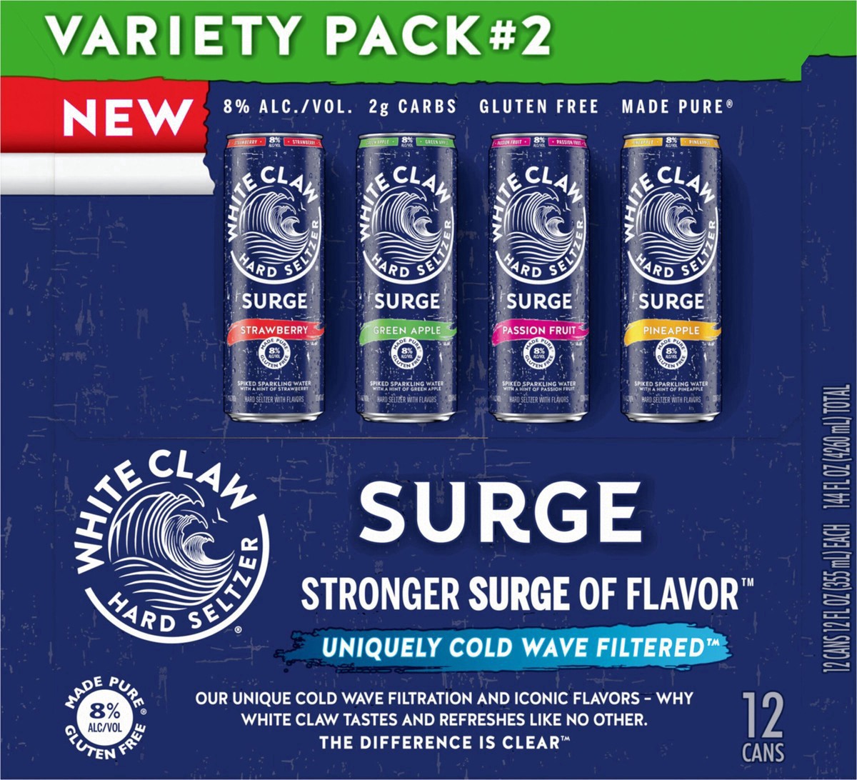 slide 5 of 13, White Claw Hard Seltzer, Surge, Variety Pack No. 2, 12 ct; 12 oz