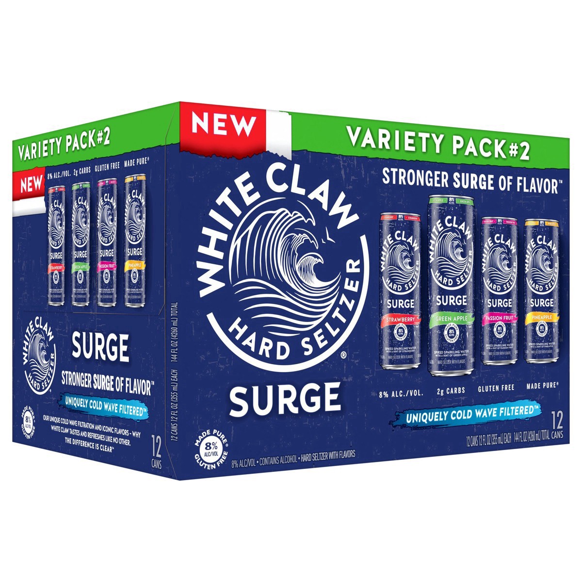 slide 12 of 13, White Claw Hard Seltzer, Surge, Variety Pack No. 2, 12 ct; 12 oz