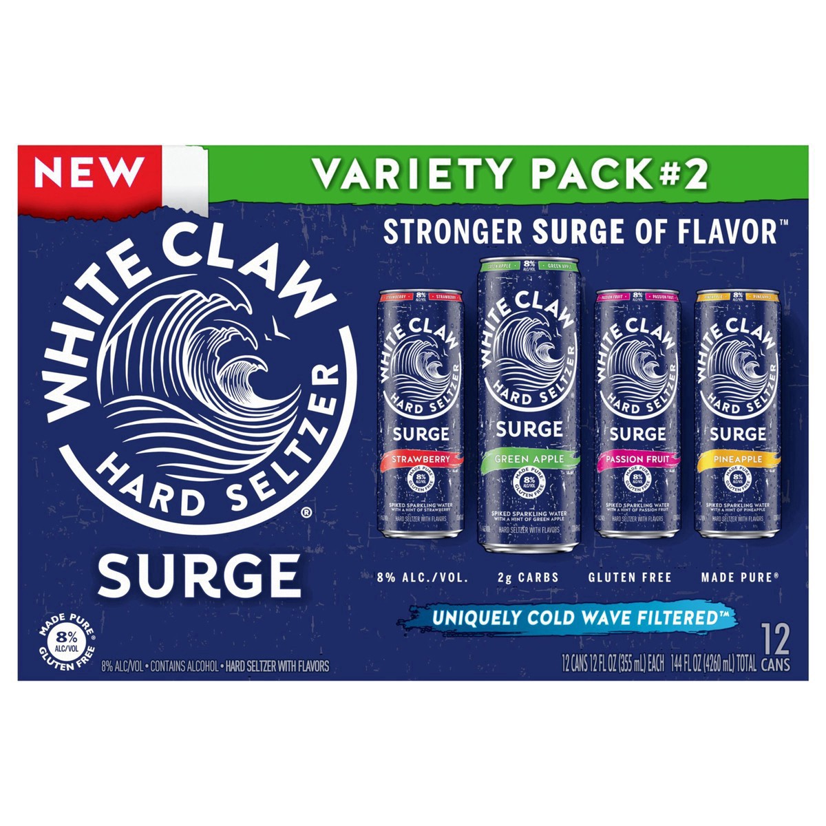 slide 13 of 13, White Claw Hard Seltzer, Surge, Variety Pack No. 2, 12 ct; 12 oz