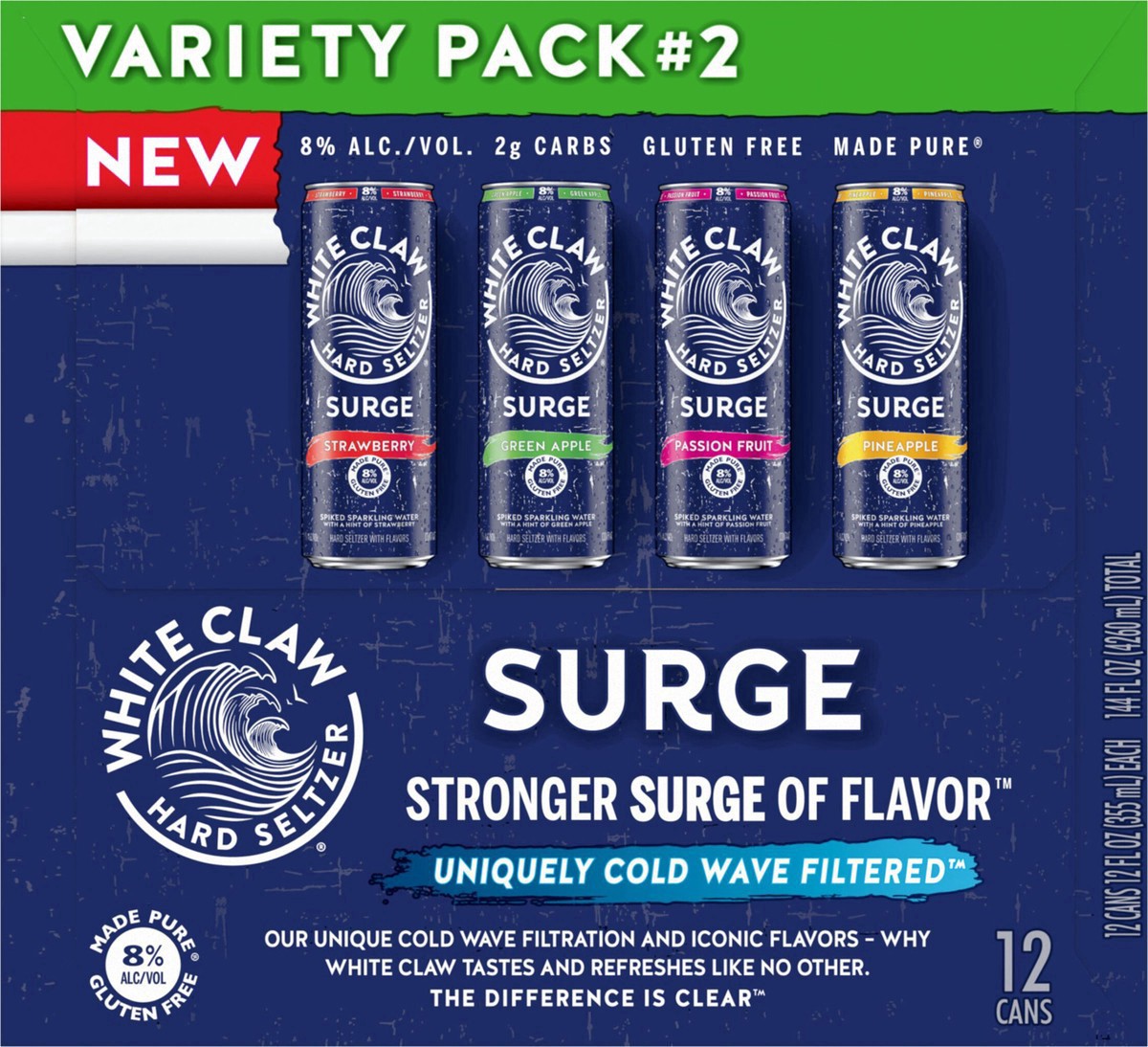 slide 11 of 13, White Claw Hard Seltzer, Surge, Variety Pack No. 2, 12 ct; 12 oz