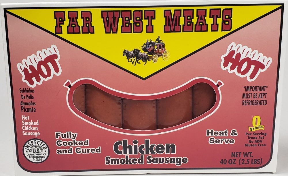 slide 2 of 2, Far West Meats Smoked Chicken Hot Links, 2.5 lb