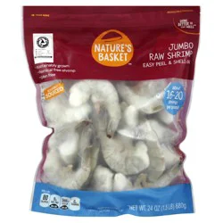Nature's Basket Shrimp, Farm Raised, Easy Peel, India, 16-20 ct