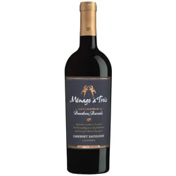 Menage a Trois Bourbon Barrel Cabernet Sauvignon California Red Wine, 750 ml Glass Bottle, 14.5% ABV
