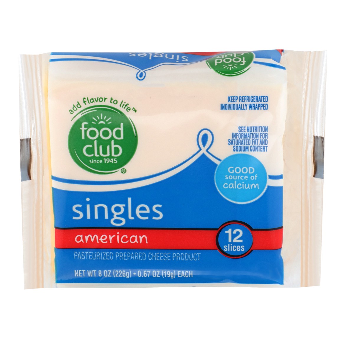 slide 1 of 9, Food Club American Pasteurized Prepared Cheese Product Singles, 8 oz