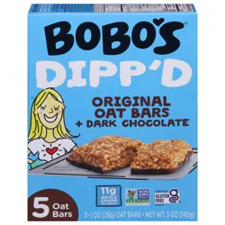 Bobo's Dipp'd Original Oat Bars + Dark Chocolate - 5 x 1 oz Bars