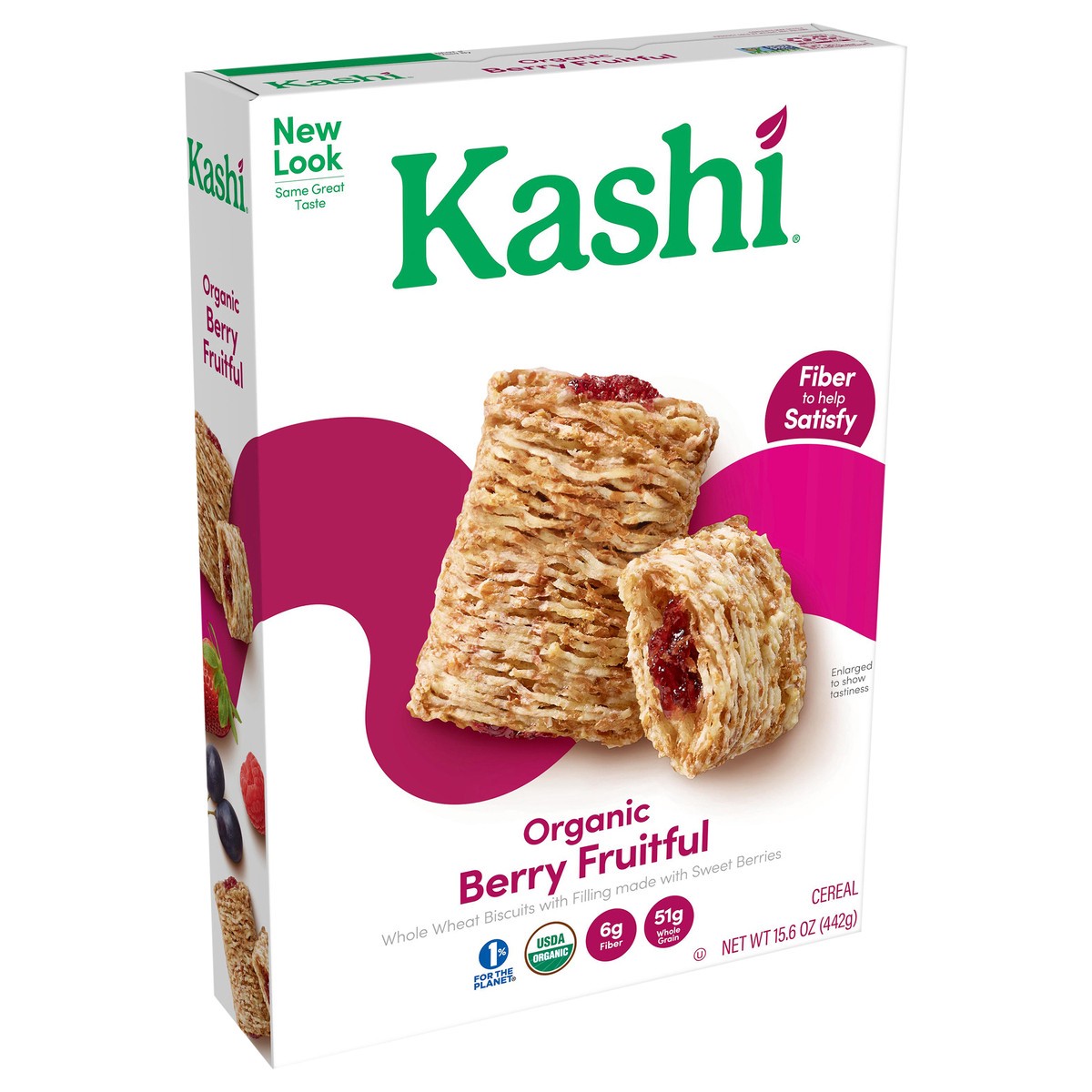 slide 2 of 8, Kashi Breakfast Cereal, Fiber Cereal, Family Breakfast, Berry Fruitful, 15.6oz Box, 1 Box, 15.6 oz