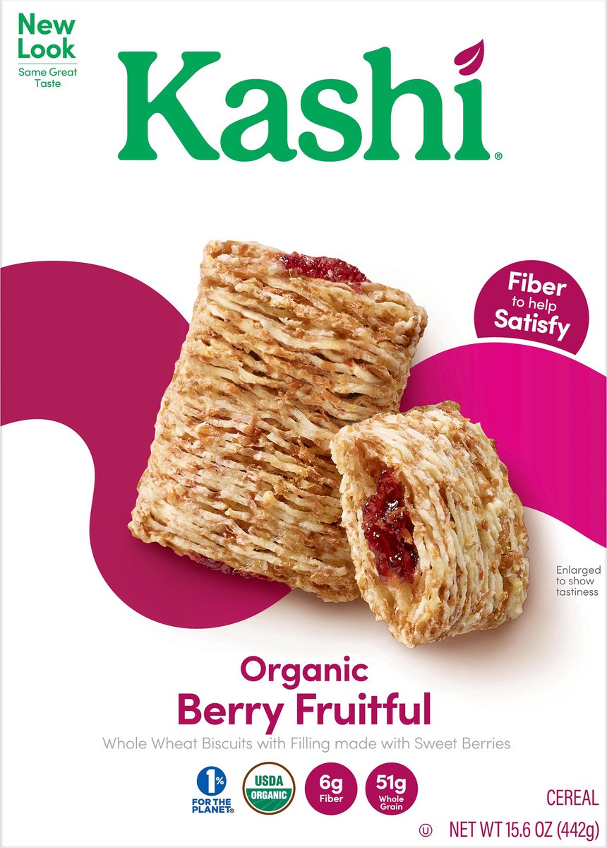 slide 1 of 8, Kashi Breakfast Cereal, Fiber Cereal, Family Breakfast, Berry Fruitful, 15.6oz Box, 1 Box, 15.6 oz