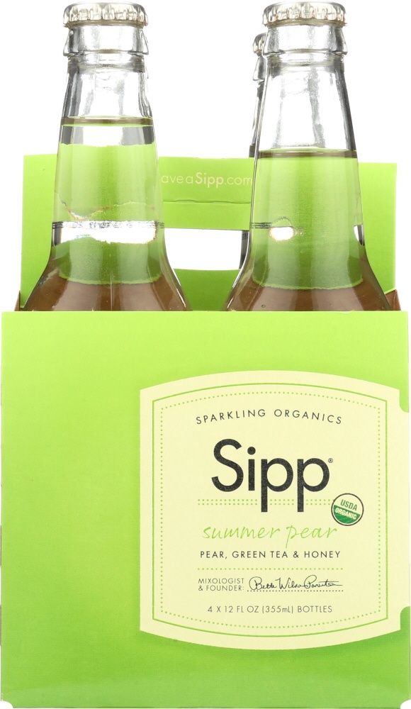 slide 1 of 1, Sipp Organic Summer Pear Glass Bottles, 4 ct; 12 fl oz