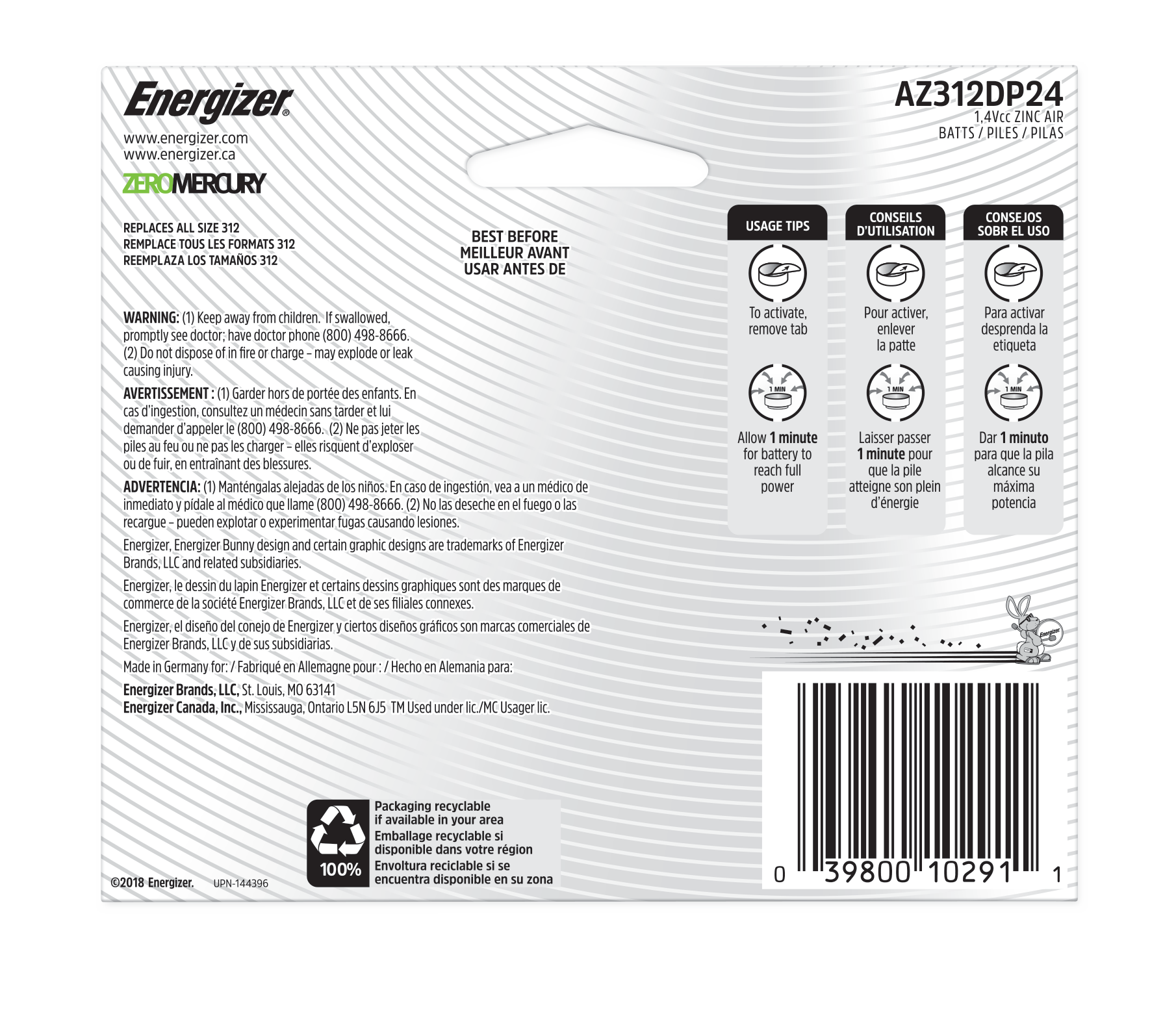 slide 2 of 2, Energizer EZ TURN & LOCK Size 312 24-Pack, 24 ct