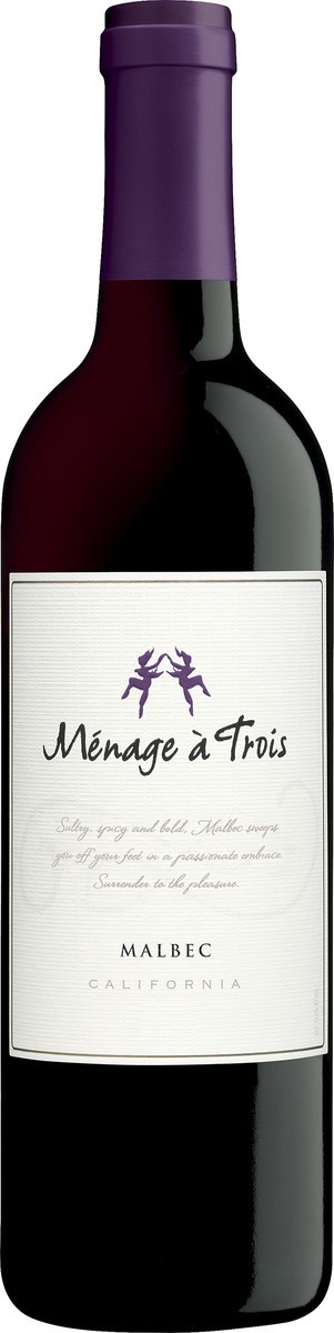 slide 1 of 4, Menage a Trois California Malbec 750 ml, 750 ml