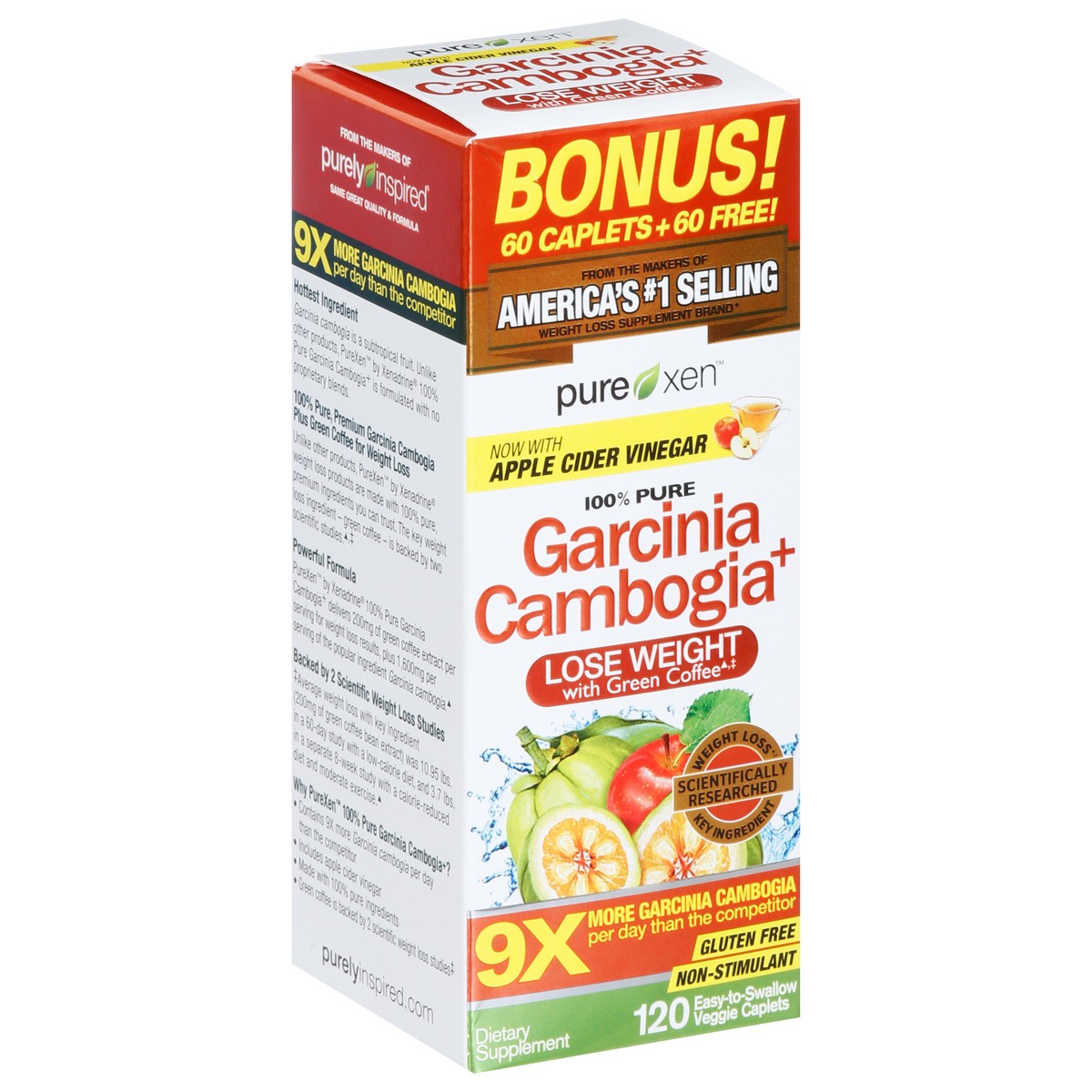 slide 2 of 9, Pure Xen 100% Pure Garcinia Cambogia+ 120 Caplets, 120 ct