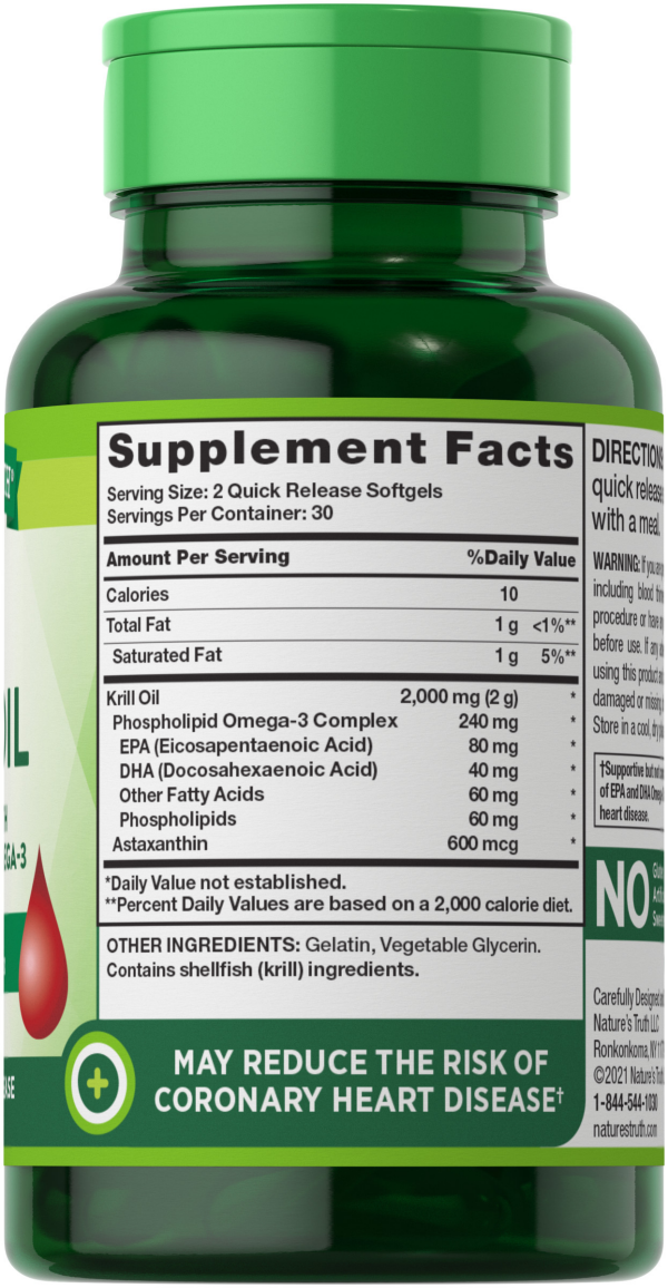 slide 3 of 10, Nature's Truth Softgels 1000 mg 100% Pure Red Krill Oil 60 Softgels 60 ea, 60 ct