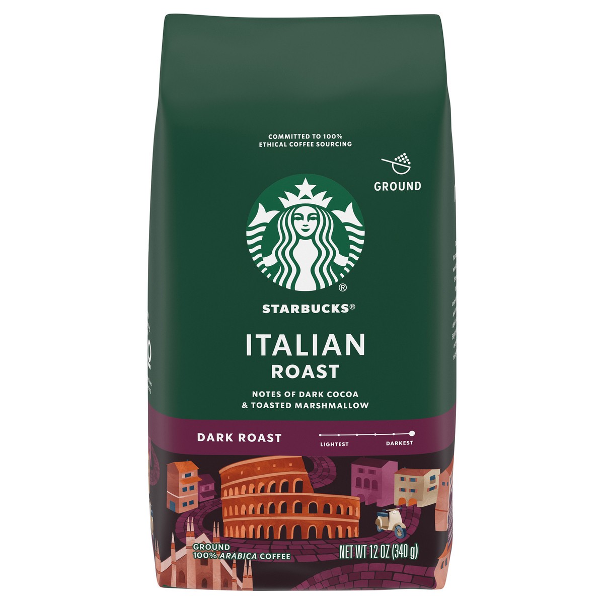 slide 2 of 4, Starbucks Ground Dark Roast Italian Roast Coffee 100% Arabica Coffee 12 oz, 12 oz