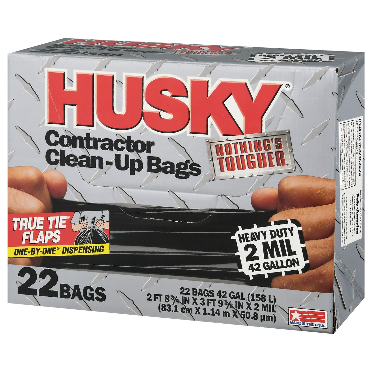 slide 3 of 12, HUSKY 42 Gallon True Tie Flaps Contractor Clean-Up Bags 22 ea, 22 ct
