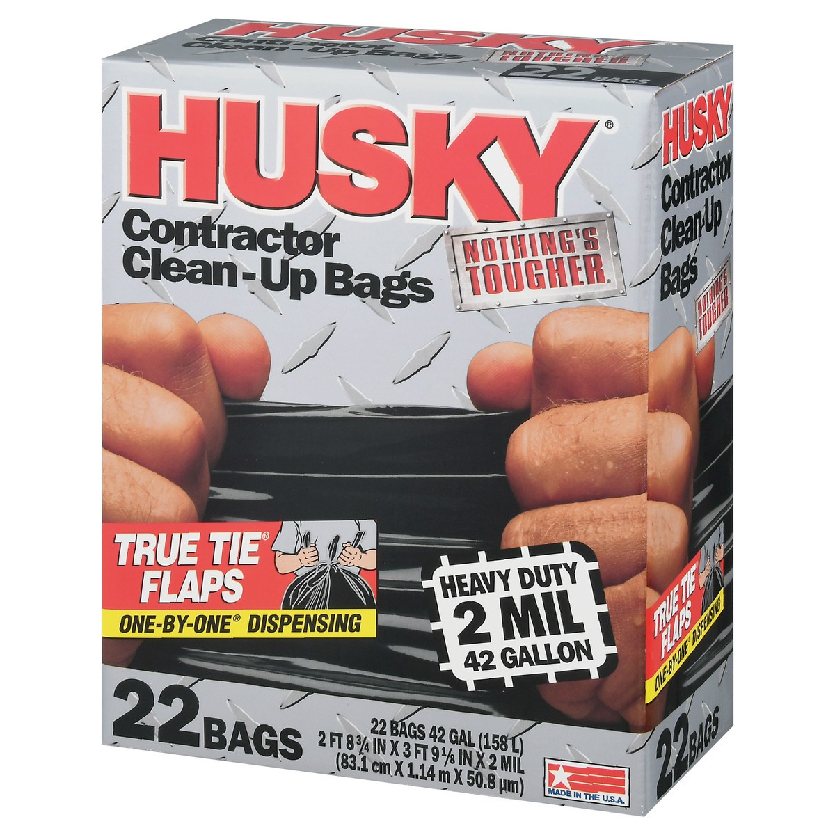 slide 11 of 12, HUSKY 42 Gallon True Tie Flaps Contractor Clean-Up Bags 22 ea, 22 ct