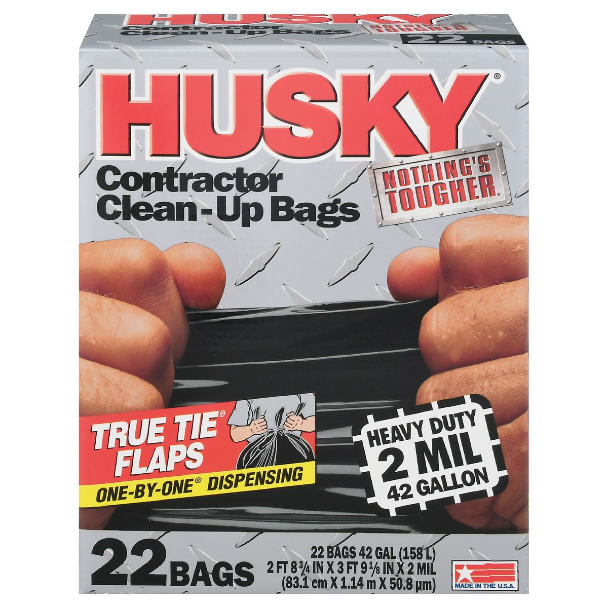 slide 1 of 12, HUSKY 42 Gallon True Tie Flaps Contractor Clean-Up Bags 22 ea, 22 ct