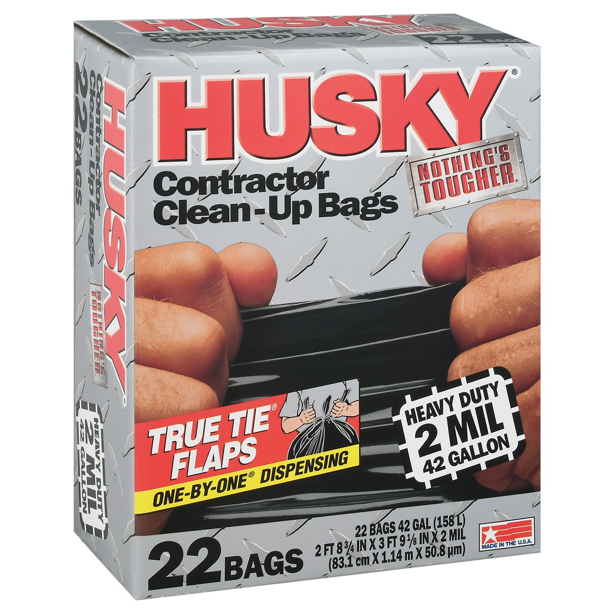 slide 9 of 12, HUSKY 42 Gallon True Tie Flaps Contractor Clean-Up Bags 22 ea, 22 ct