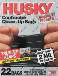 HUSKY 42 Gallon True Tie Flaps Contractor Clean-Up Bags 22 ea