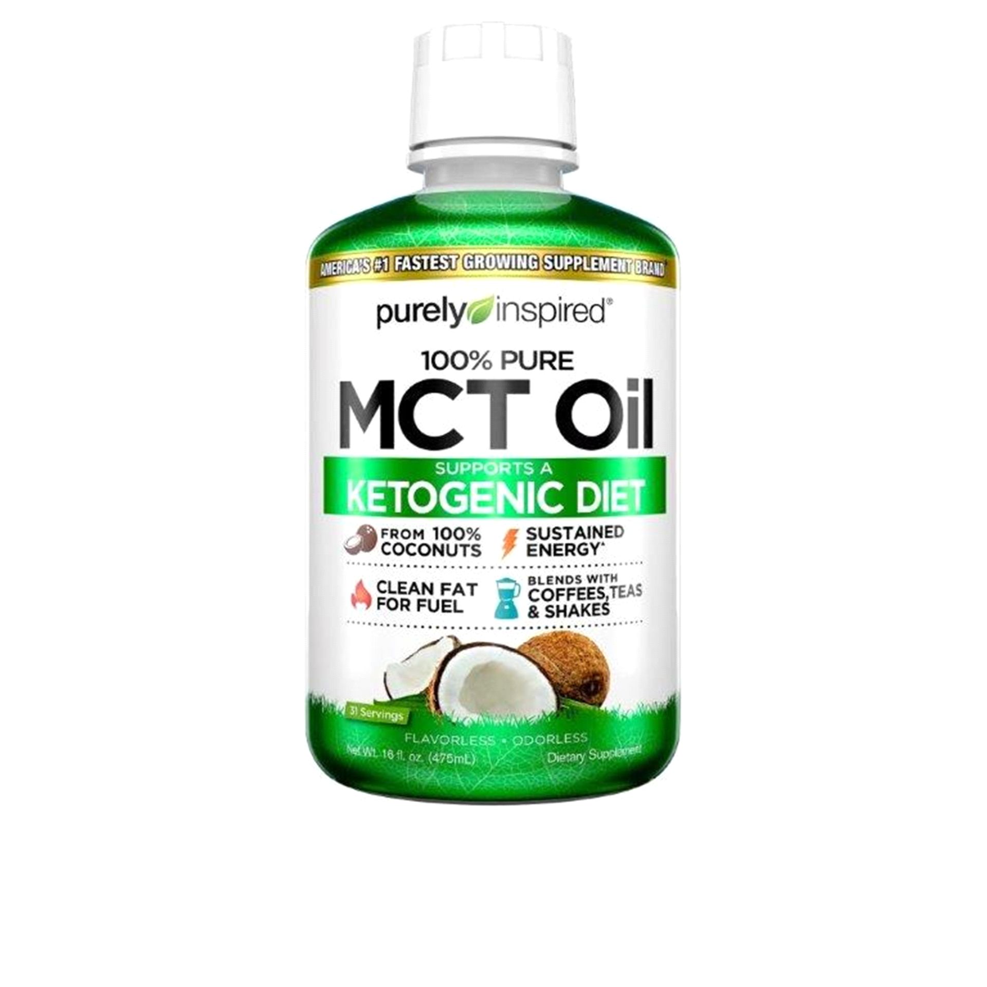 slide 1 of 1, Purely Inspired MCT Oil, 100% Pure, Ketogenic Diet, 16 fl oz