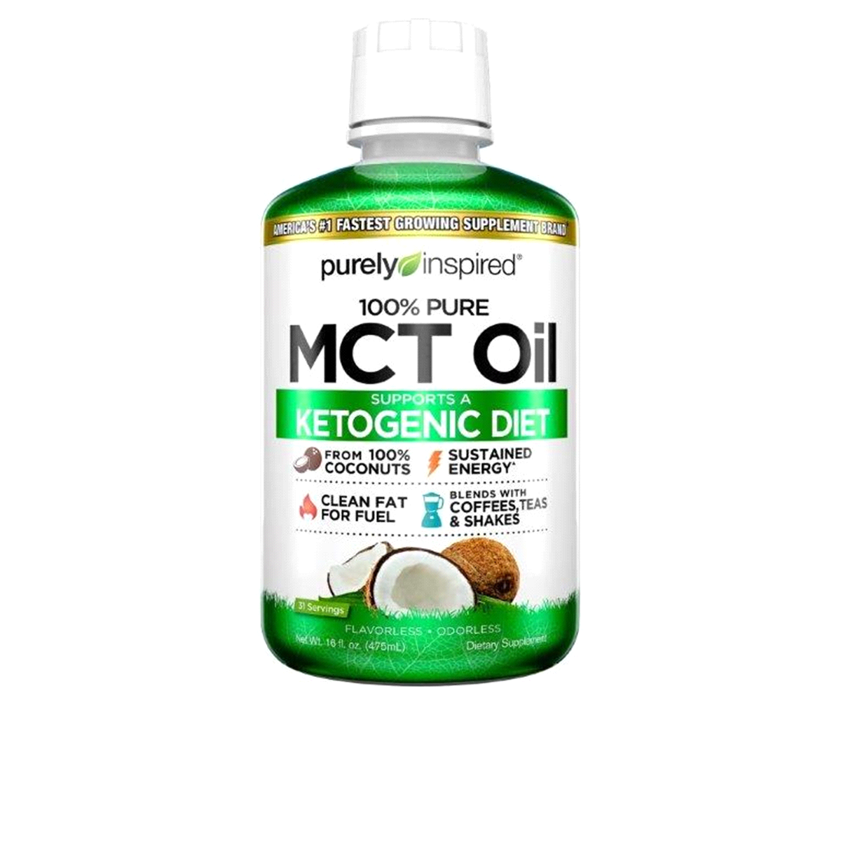 slide 1 of 1, Purely Inspired MCT Oil, 100% Pure, Ketogenic Diet, 16 fl oz