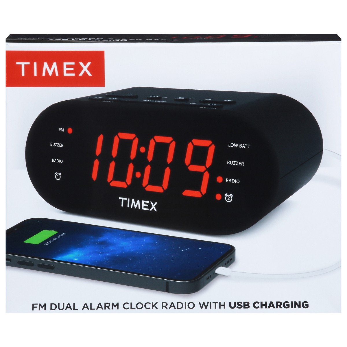 slide 1 of 13, Timex FM Dual Alarm Clock Radio with USB Charging - 1 ea, 1 ct