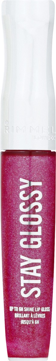 slide 6 of 9, COTY RIMMEL LONDON Rimmel Stay Glossy Lip Gloss - Non-Sticky and Lightweight Formula for Lip Color and Shine - 185 Grapevine Groove, .18oz, 0.18 oz