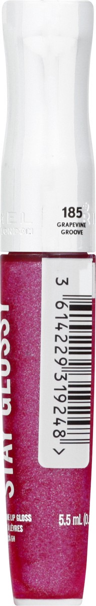 slide 2 of 9, COTY RIMMEL LONDON Rimmel Stay Glossy Lip Gloss - Non-Sticky and Lightweight Formula for Lip Color and Shine - 185 Grapevine Groove, .18oz, 0.18 oz
