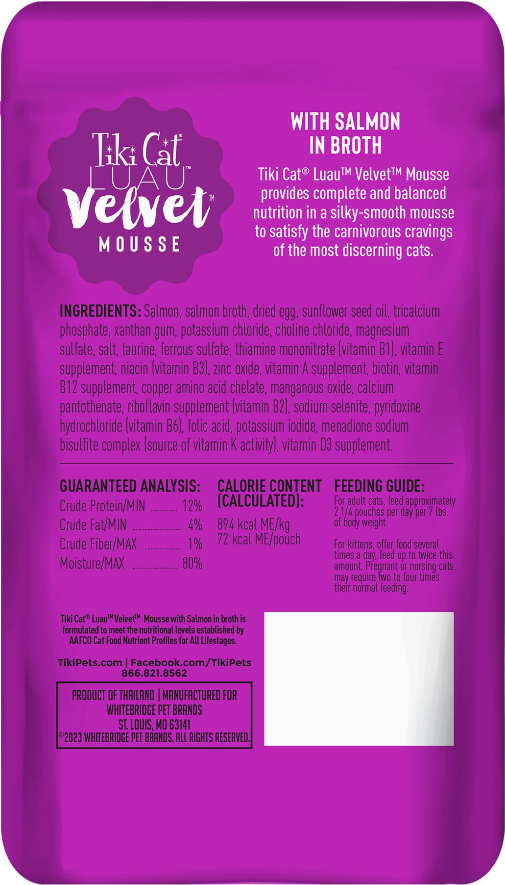 slide 2 of 2, Tiki Cat Luau Velvet Mousse Wet Cat Food, Salmon, 2.8 oz. Pouch, 2.8 oz