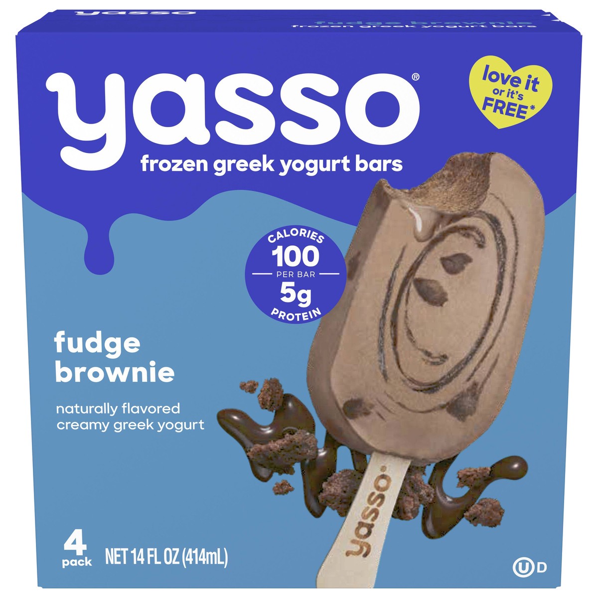slide 1 of 8, Yasso Frozen Greek Yogurt Bars Fudge Brownie Bars 4 3.5fl Oz Bars, 4 ct