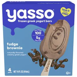 Yasso Frozen Greek Yogurt Bars Fudge Brownie Bars 4 3.5fl Oz Bars