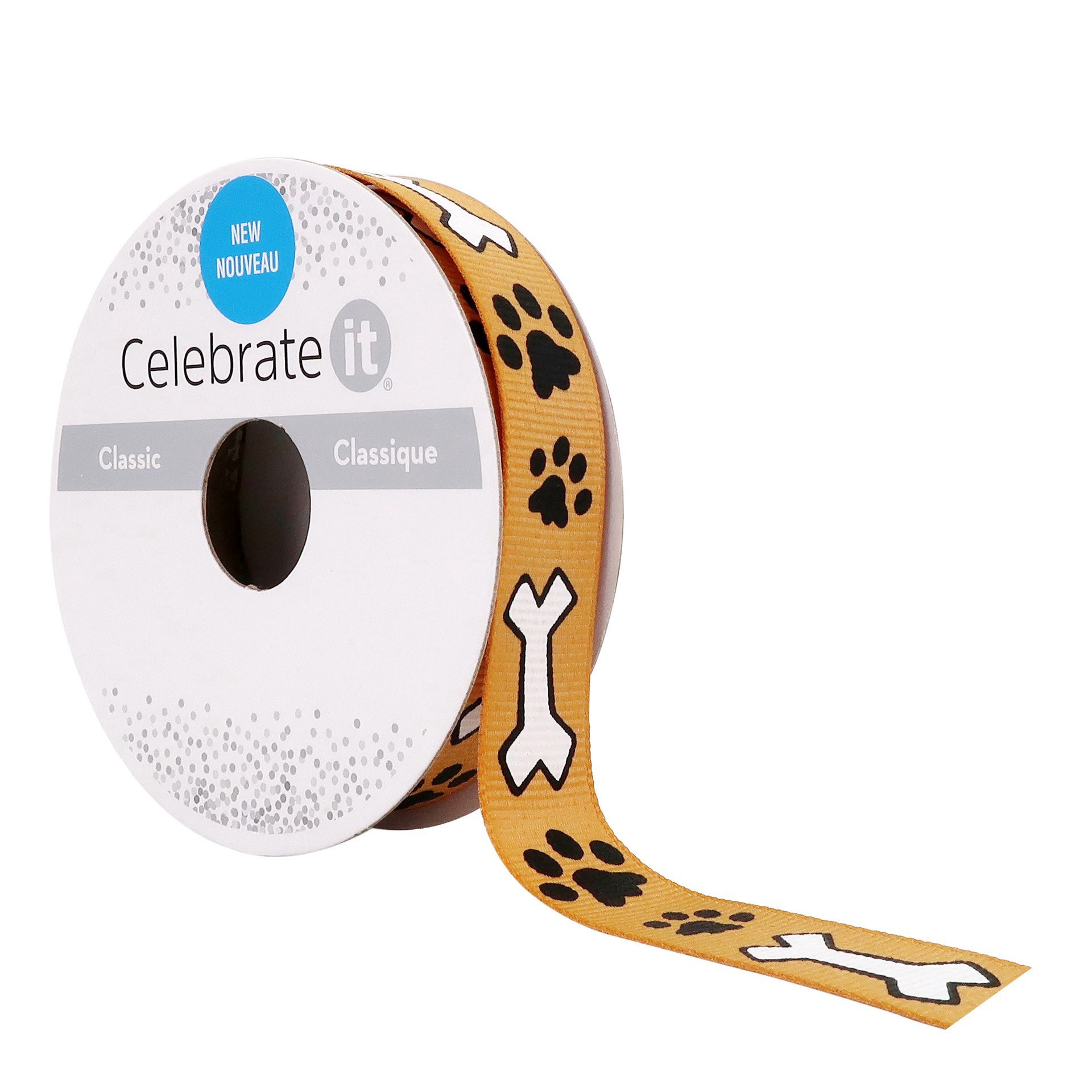 slide 3 of 4, 5/8" X 7yd. Grosgrain Paw Print & Dog Bone Ribbon By Celebrate It, 5/8 in x 7 yd