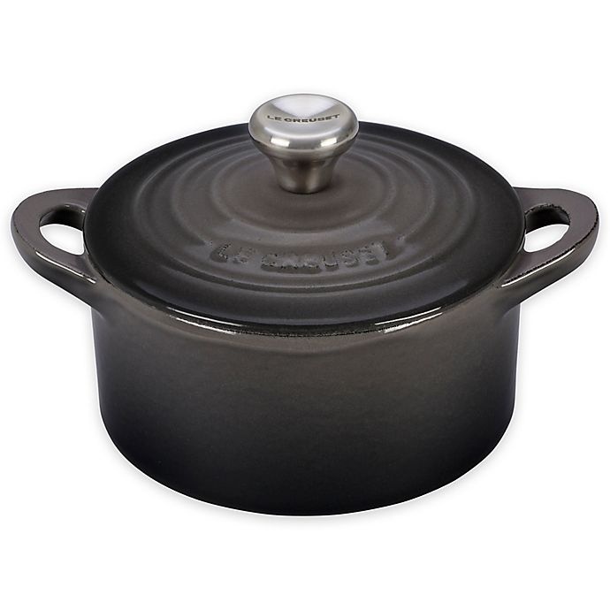 slide 1 of 1, Le Creuset Mini Round Cocotte with Stainless Steel Knob - Oyster, 0.33 qt