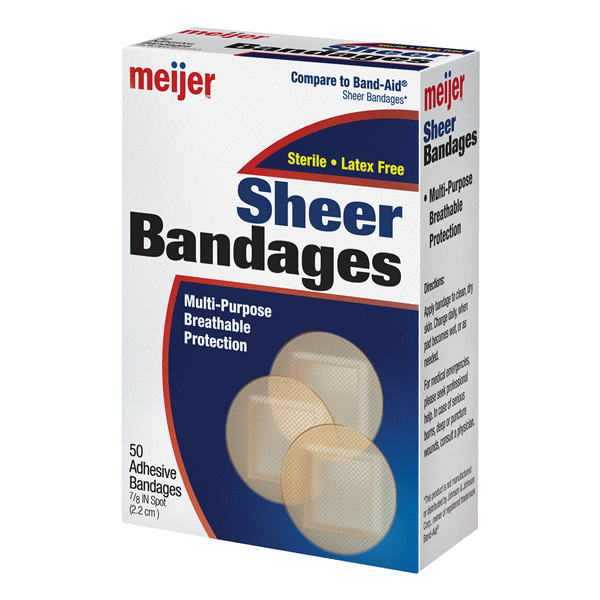 slide 1 of 1, Meijer Sheer Spot Bandages, 50 ct