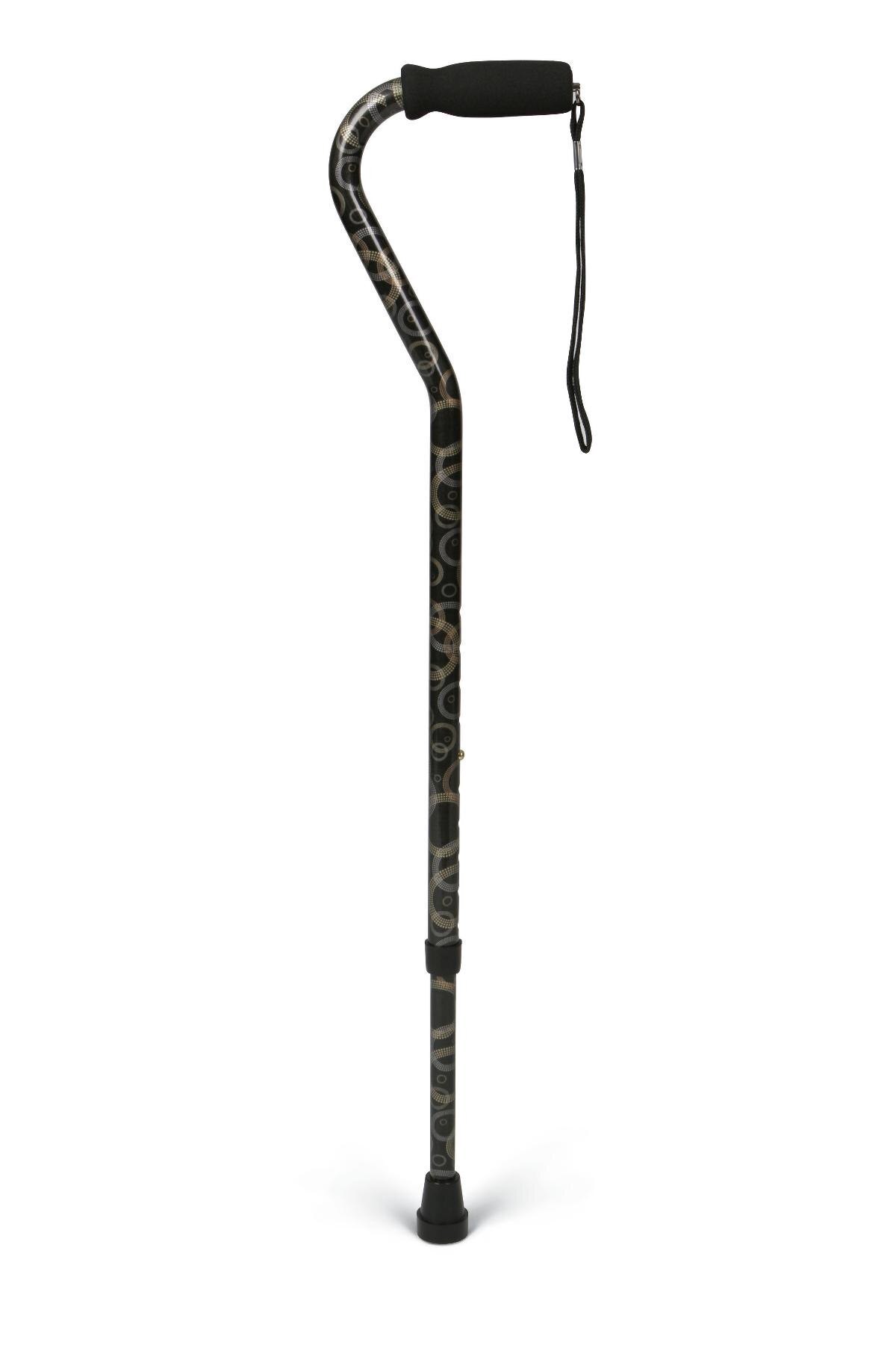 slide 1 of 1, Medline Industries Medline Offset Handle Fashion Cane, Metallic Circles, 1 ct