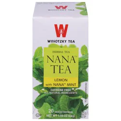 Wissotzky Tea Caffeine Free Tea Bags Lemon with Nana Mint Herbal Tea - 20 ct