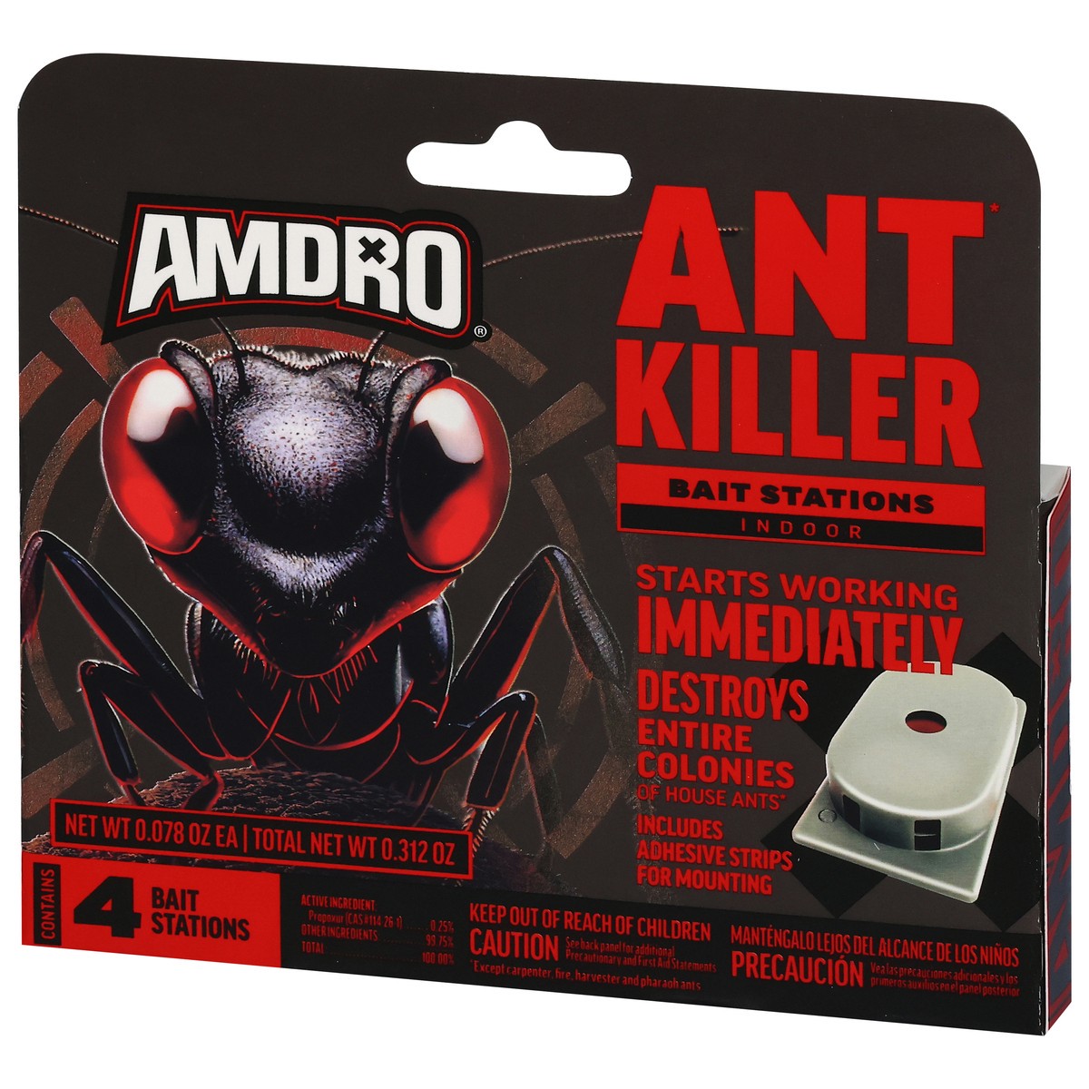 slide 4 of 4, AMDRO Indoor Ant Killer Bait Stations 4 - 0.078 oz Packs, 4 ct