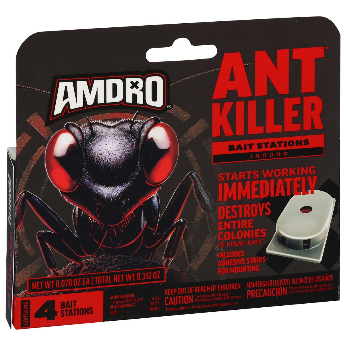 slide 2 of 4, AMDRO Indoor Ant Killer Bait Stations 4 - 0.078 oz Packs, 4 ct