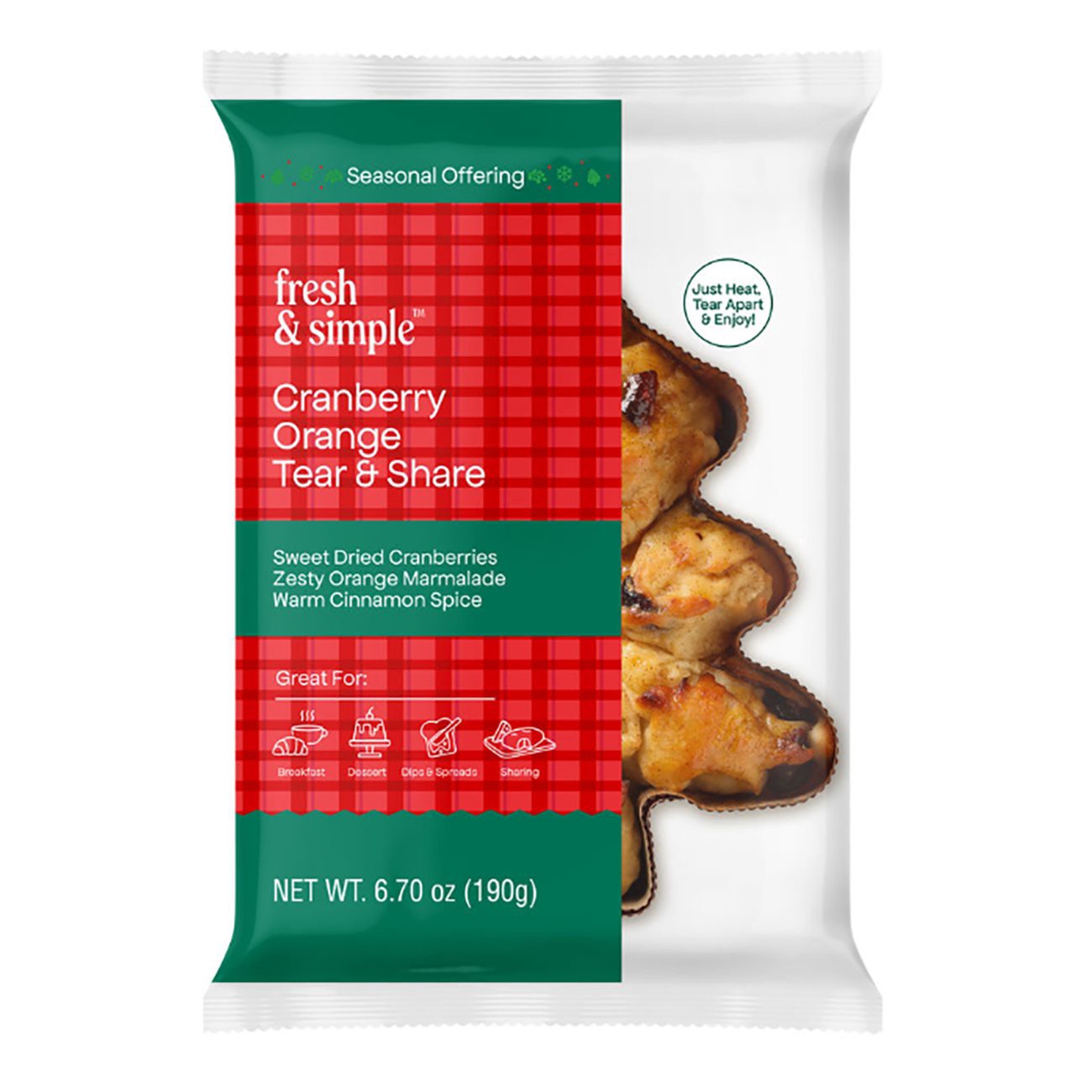 slide 1 of 1, Fresh & Simple Cranberry Orange Tear & Share Bread, 6.7 oz