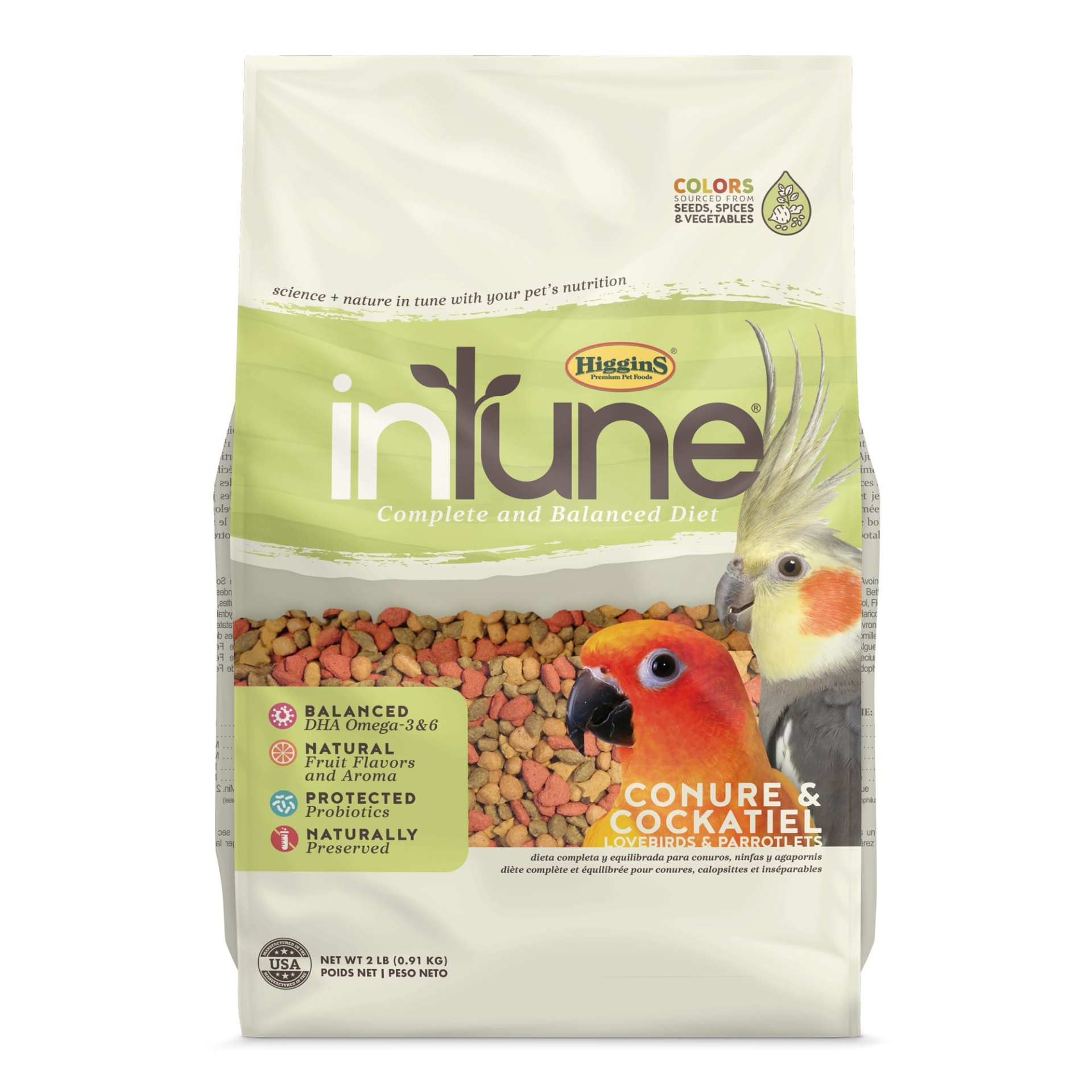 slide 1 of 1, Higgins InTune Natural Food Mix for Conures & Cockatiels, 2 lb