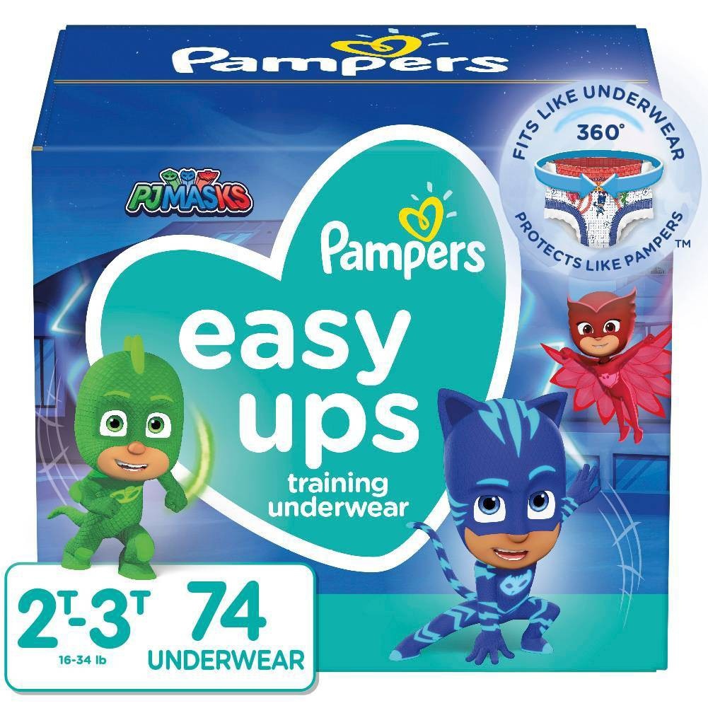 slide 1 of 3, Pampers Easy Up Training Underwear, Boys' Size 2T-3T, 74 ct