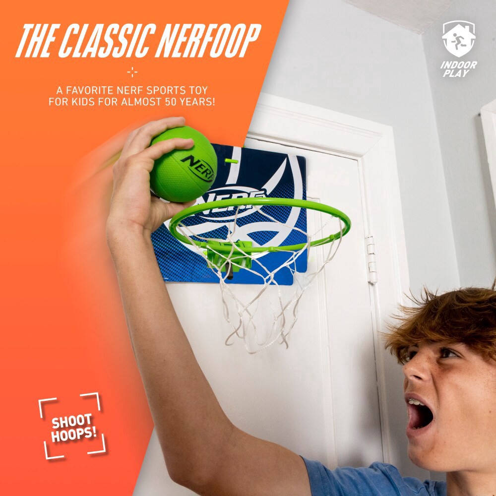 slide 6 of 6, Nerf Nerfoop Mini Over the Door Basketball Hoop Set - Green, 2 ct