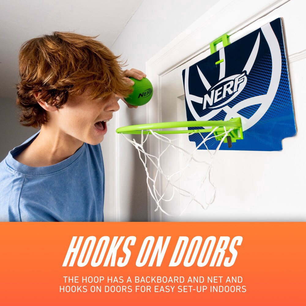 slide 4 of 6, Nerf Nerfoop Mini Over the Door Basketball Hoop Set - Green, 2 ct