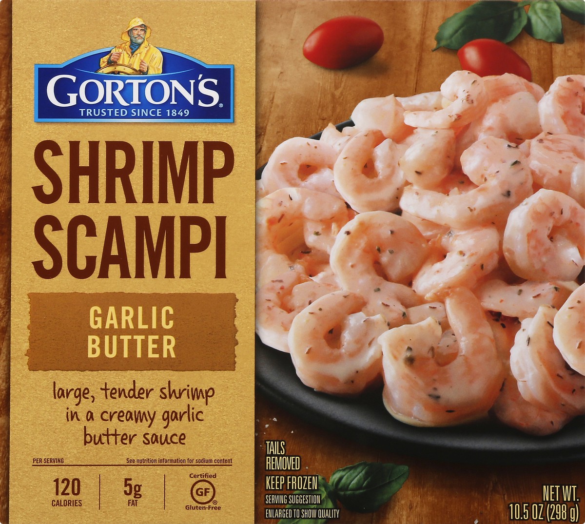 slide 8 of 10, Gorton's Gorton''s Shrimp Scampi with Garlic Butter, Whole, Large Tail-Off Shrimp, Frozen, 10.5 Ounce Package, 10.5 oz