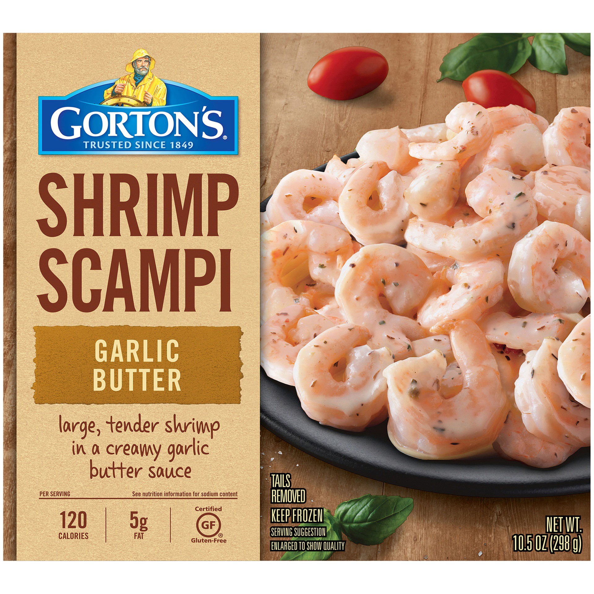 slide 1 of 10, Gorton's Gorton''s Shrimp Scampi with Garlic Butter, Whole, Large Tail-Off Shrimp, Frozen, 10.5 Ounce Package, 10.5 oz