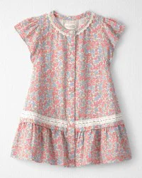 Toddler Girl Organic Cotton Gauze Dress - Meadow Mix Print - 2T