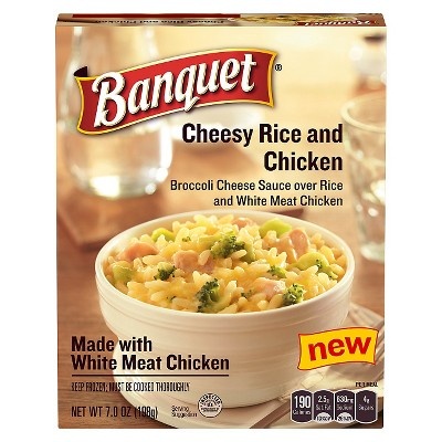 slide 1 of 1, Banquet Cheesy Rice with Chicken, 7 oz