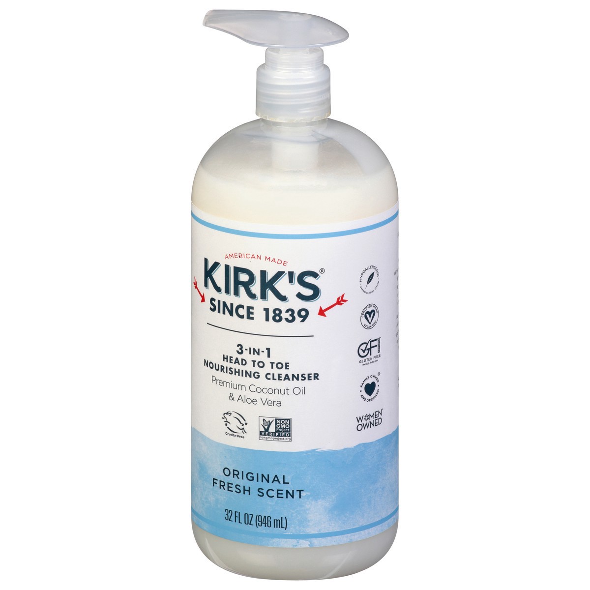 slide 3 of 9, Kirk's 3-in-1 Head To Toe Nourishing Original Fresh Scent Cleanser, 1 ct